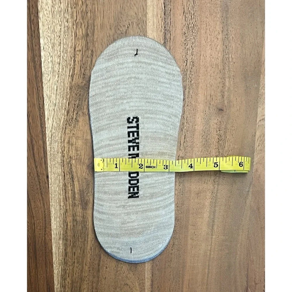 Steve Madden 2 Pair No Show Liner Socks Grey Tan Space Dye Marl Logo Low Cut